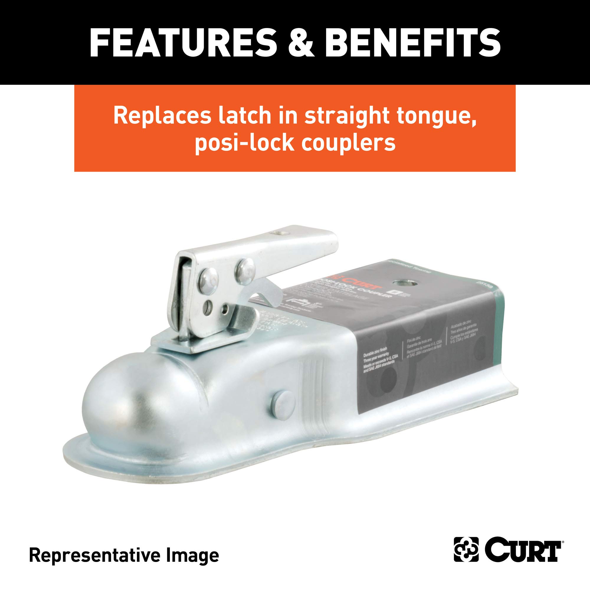T.Sキャンセル品 Amazon.com: CURT 25194 Posi-Lock Coupler Replacement Latch for 2